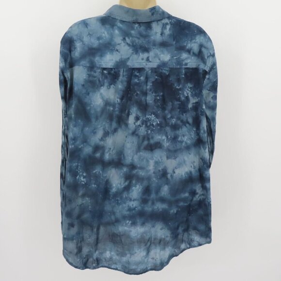 Pilcro Women Extra Large XL Blue Tie Dye Long Sleeve Button Collared Shirt Top - Picture 6 of 11